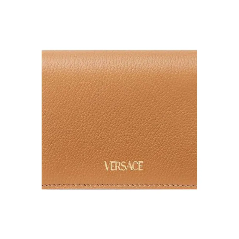 VERSACE La Medusa Leather Wallet Women's Brown-4