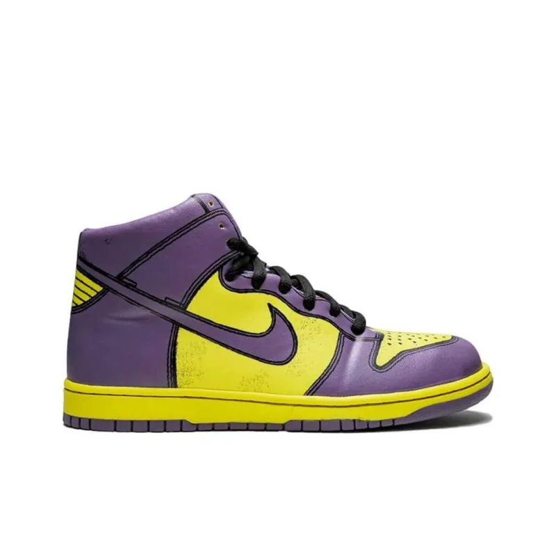 Nike Dunk High 1 Piece Premium Abrasion Resistant High Top Skateboard Shoes Unisex Purple Yellow-1