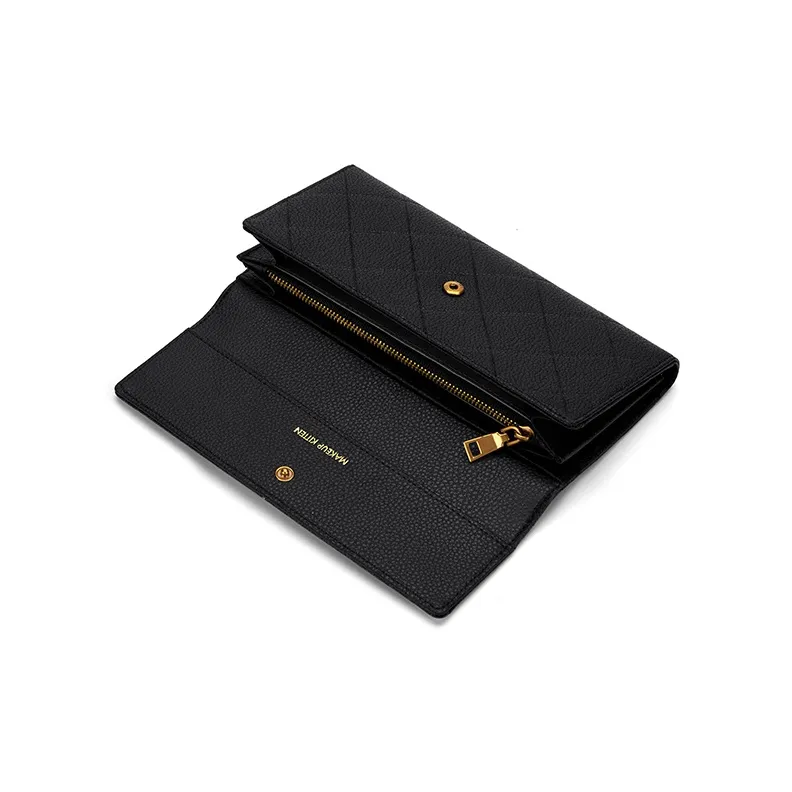 MAKEUP KITTEN Cow Leather Clutch Wallet Handbag Regular Women's Black-4