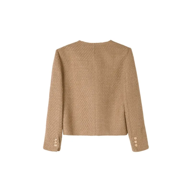 HIPPIEMISS Cropped Coats Women's Khaki-1