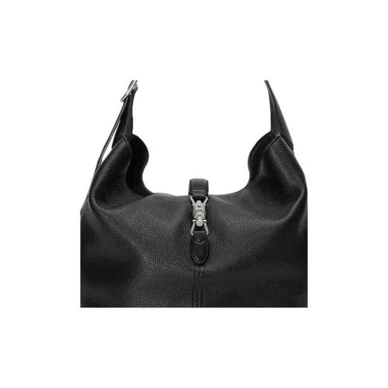 GUCCI Jackie 1961 Leather Half Moon HOBO Shoulder Bag Unisex Black-8