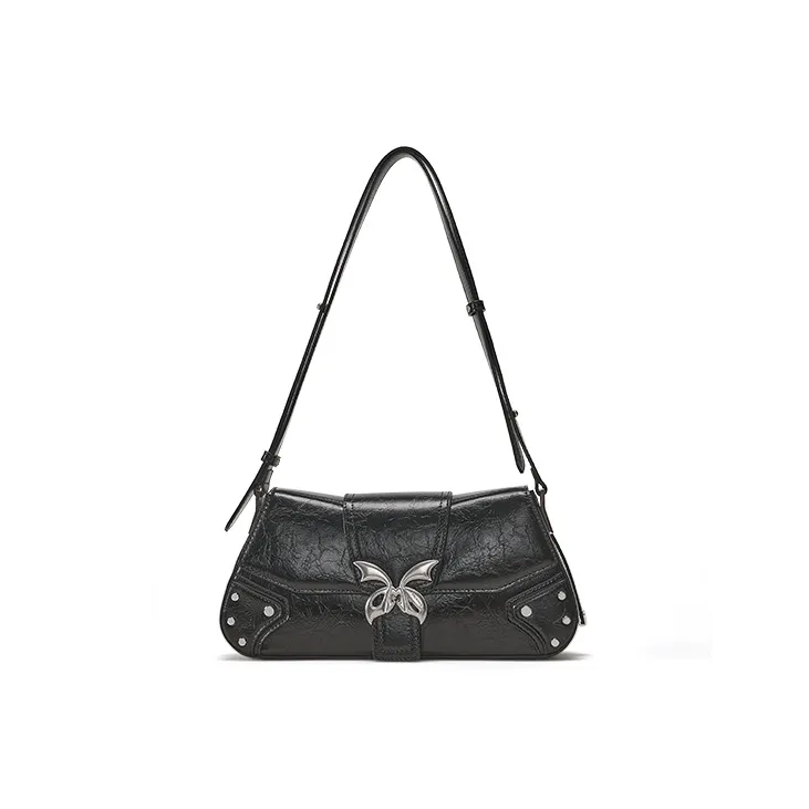Omentar Microfiber Synthetic Leather Handbag Shoulder Bag Biker Crossbody Bag Small Size Unisex White/Black/Silver-8