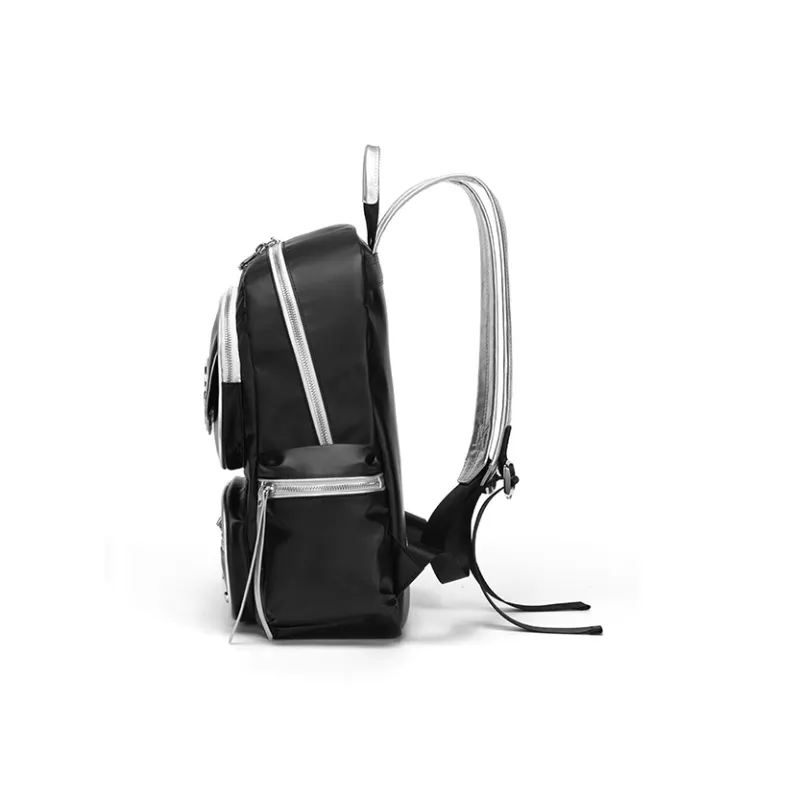 JELLYTOYBOY Fabric+PU Xingji Bag Backpack Medium Size Women's Black/Silver/Pink-3