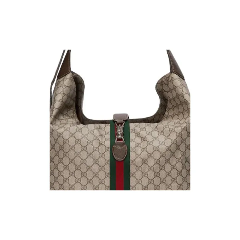 GUCCI Jackie 1961 Canvas With Leather Crescent HOBO Canvas Bag, Shoulder Bag Unisex-8