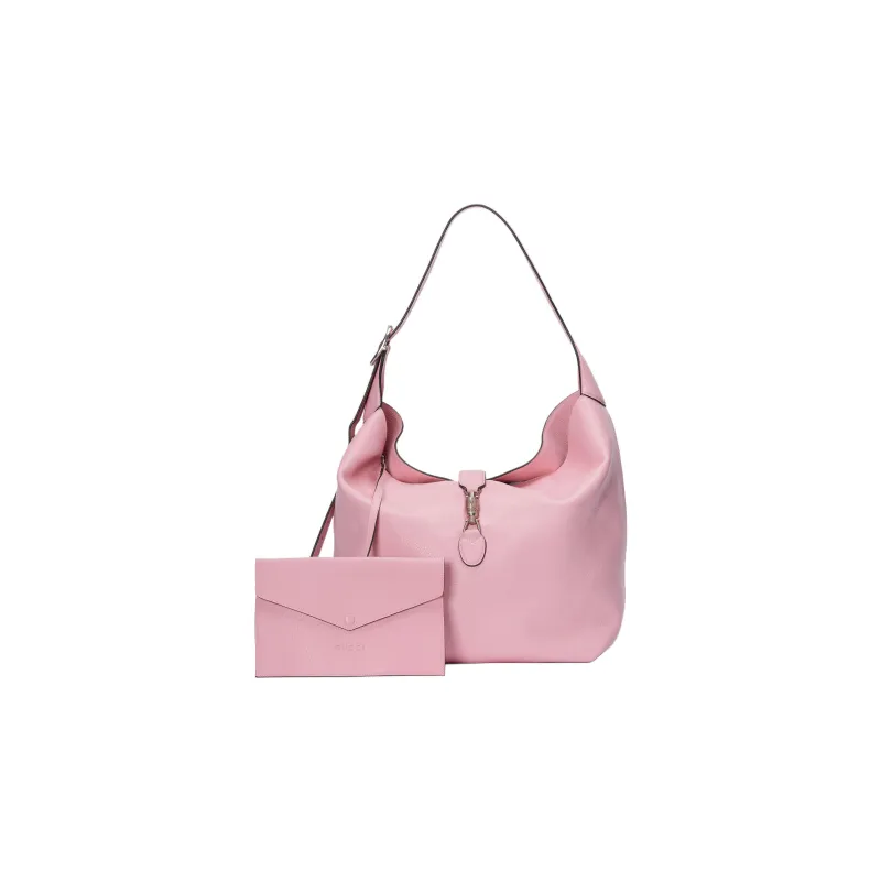 GUCCI Jackie 1961 Leather Crescent HOBO Shoulder Bag Unisex Pink-1