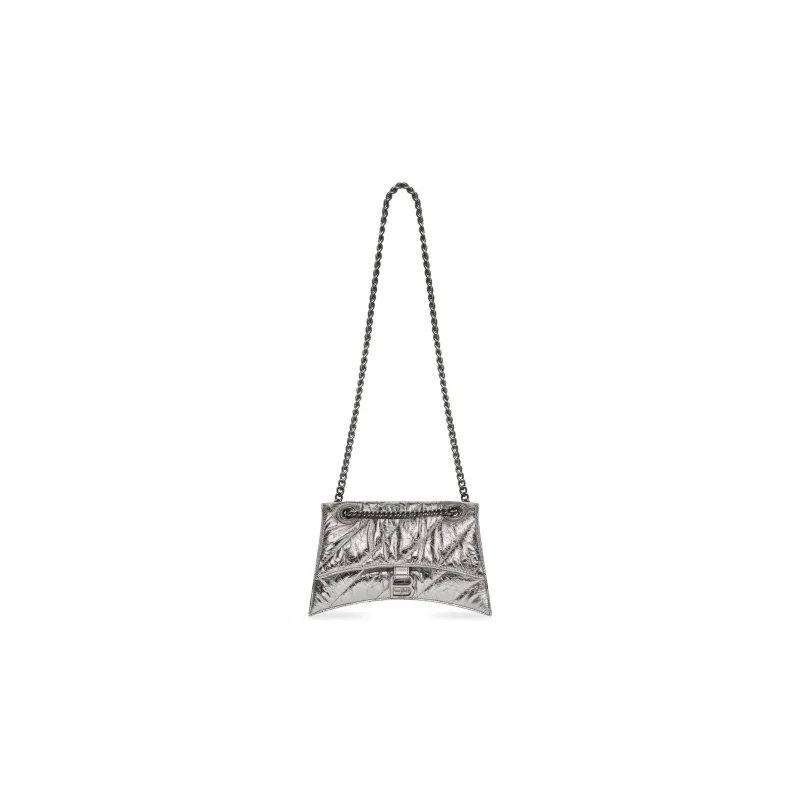 Balenciaga CRUSH Paper Calfskin Handbag Shoulder Bag Women's Silver-1