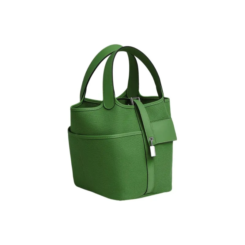 HERMES Picotin Goeland Canvas With Swift Calfskin Basket Bag Handbag Bucket Bag 18 Women's Orchid Green/Orchid Green-1