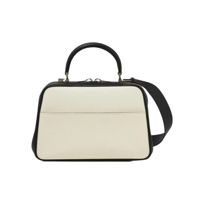 Valextra Serie S Calfskin Shoulder Bag Crossbody Bag Handbag Medium Size Women's White/Black-0