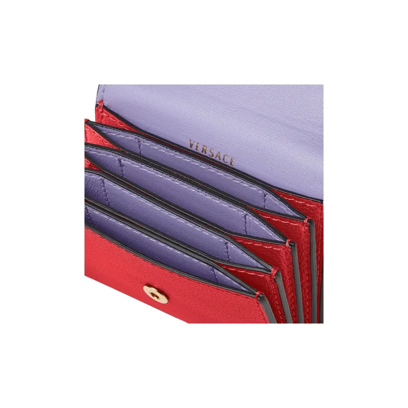 VERSACE La Medusa Calfskin Leather Card Box Women's Red-4