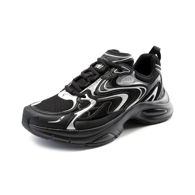 Satchi Cushioning Abrasion Resistant Breathable Low Top Chunky Sneakers 4cm Men's Black-1