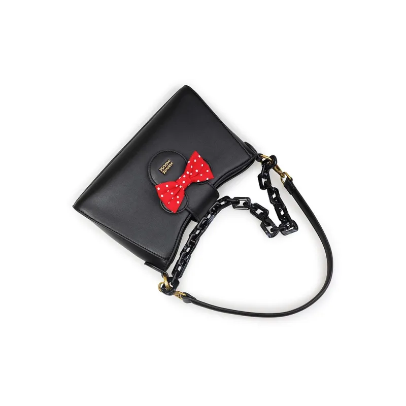 Disney Minnie Series PU Synthetic Leather Tote Bag Shopping Bag Crossbody Bag Shoulder Bag Regular Women's Black-4