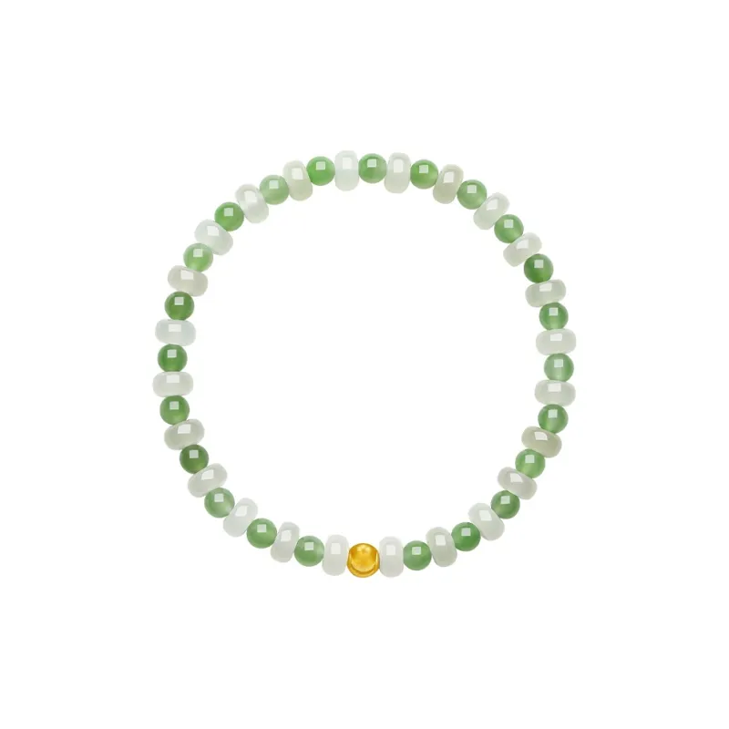 ZHOU LIU FU Solid Gold Hetian Jade Bracelets Women's White Jade-2