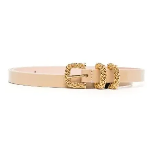 By Far Lacquered Finish Effect Pin Buckle Leather Belts Women's Brown Width: 2.5cm