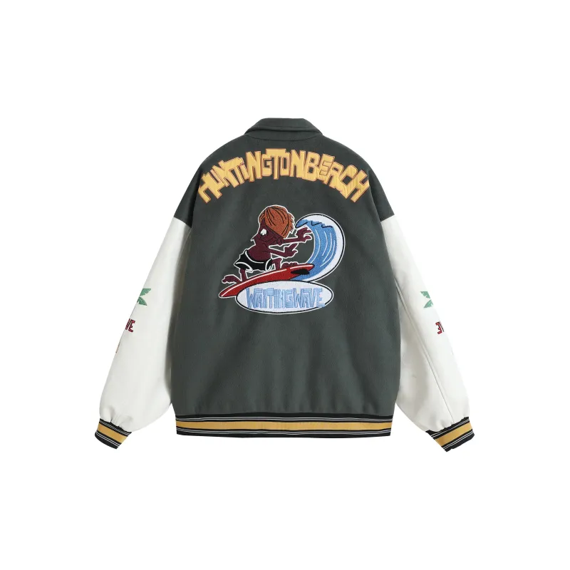 WAITINGWAVE Baseball Jacket Fall Winter Unisex-1