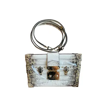 LOUIS VUITTON PETITE MALLE Crocodile Leather Box Bag, Shoulder Bag Women's White