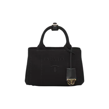 PRADA Cotton Canvas Canvas Bag Shoulder Bag Crossbody Bag Handbag Mini Women's Black