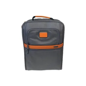 TUMI Nylon Leather Backpack Regular Men's Gray & Orange