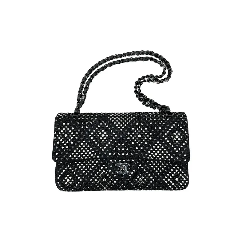 CHANEL 22PClassic Flap CF Woolen Flap Bag, Crossbody Bag, Shoulder Bag Medium Size Women's Black-0