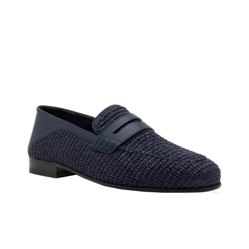 MANOLO BLAHNIK Loafers Men's Blue Black-3