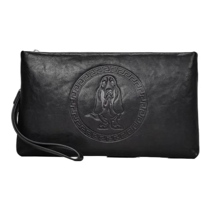 Hush Puppies Cow Leather Clutch, Envelope Bag, Clutch Medium Size Men's Black-0