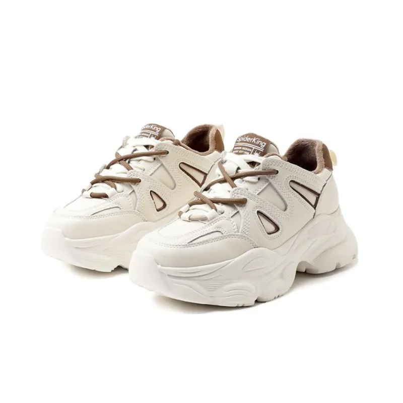 Spider King Abrasion Resistant Low Top Chunky Sneakers Women's Beige-4