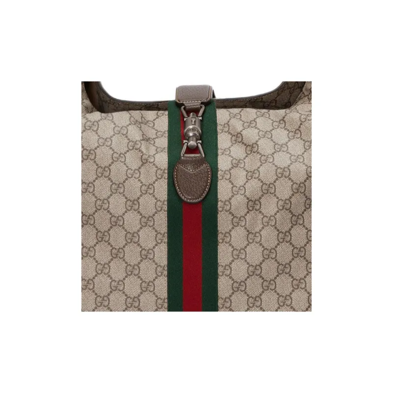 GUCCI Jackie 1961 Canvas With Leather Crescent HOBO Canvas Bag, Shoulder Bag Unisex-8