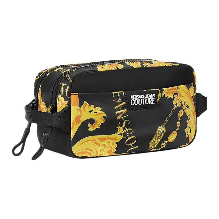 VERSACE JEANS COUTURE Polyester Storage Bag, Makeup Bag, Toiletry Bag Men's Black & Gold-1