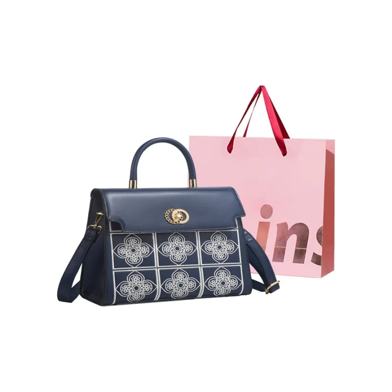 WHEELY BABY+ Cow Leather Handbag Shoulder Bag Women's Red/Blue-4