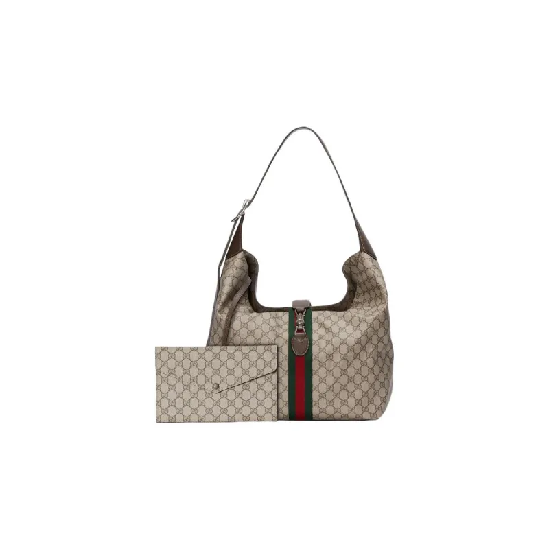 GUCCI Jackie 1961 Canvas With Leather Crescent HOBO Canvas Bag, Shoulder Bag Unisex-1