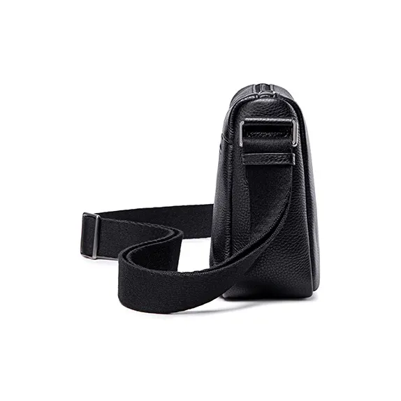 BJIAX Top Grain Cow Leather Crossbody Bag Regular Unisex Black-3