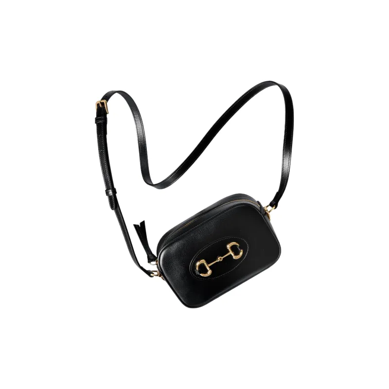 GUCCI Horsebit 1955 Leather Crossbody Bag, Shoulder Bag Women's Black-2