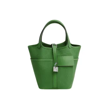 HERMES Picotin Goeland Canvas With Swift Calfskin Basket Bag Handbag Bucket Bag 18 Women's Orchid Green/Orchid Green