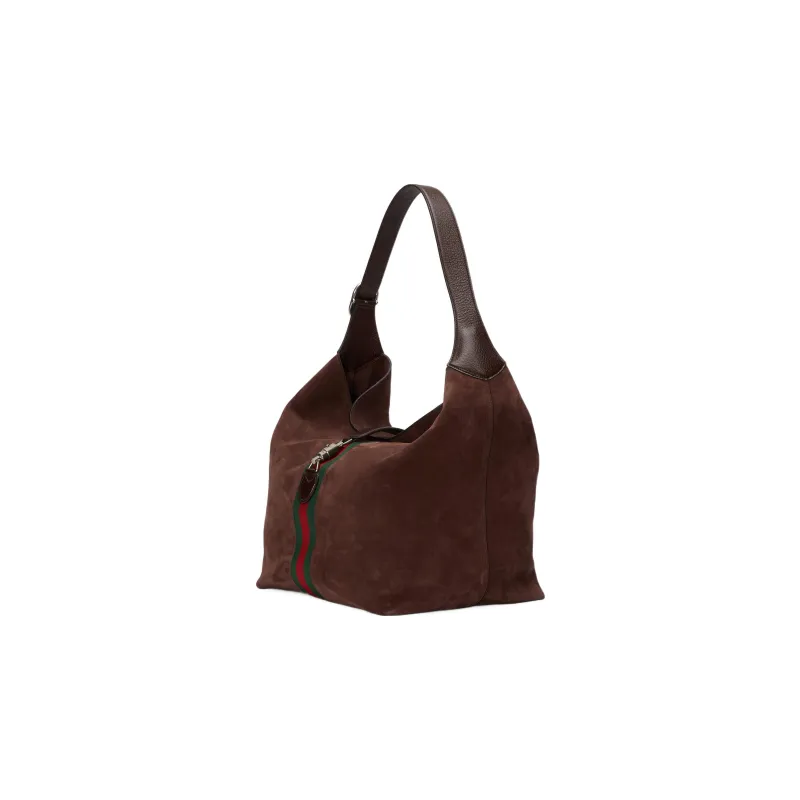 GUCCI Jackie 1961 Suede Leather Half Moon HOBO Shoulder Bag Unisex Brown-2