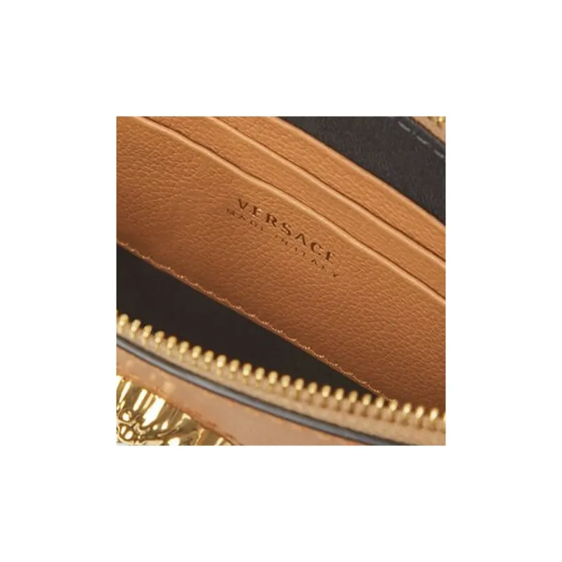 VERSACE VERSACE Cow Leather Clutch Coin Purse Women's Caramel-4