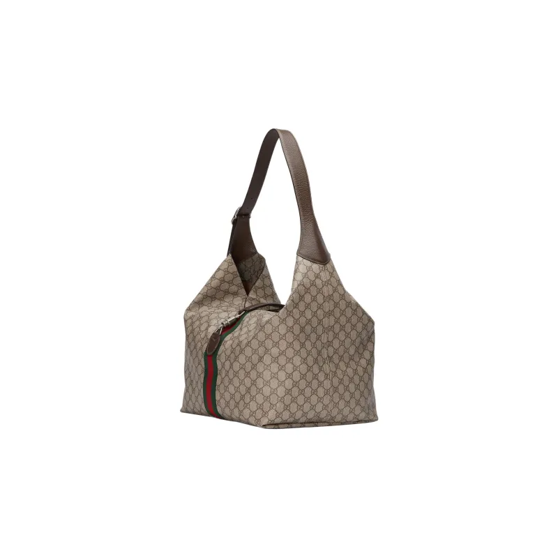 GUCCI Jackie 1961 Canvas With Leather Crescent HOBO Canvas Bag, Shoulder Bag Unisex-2