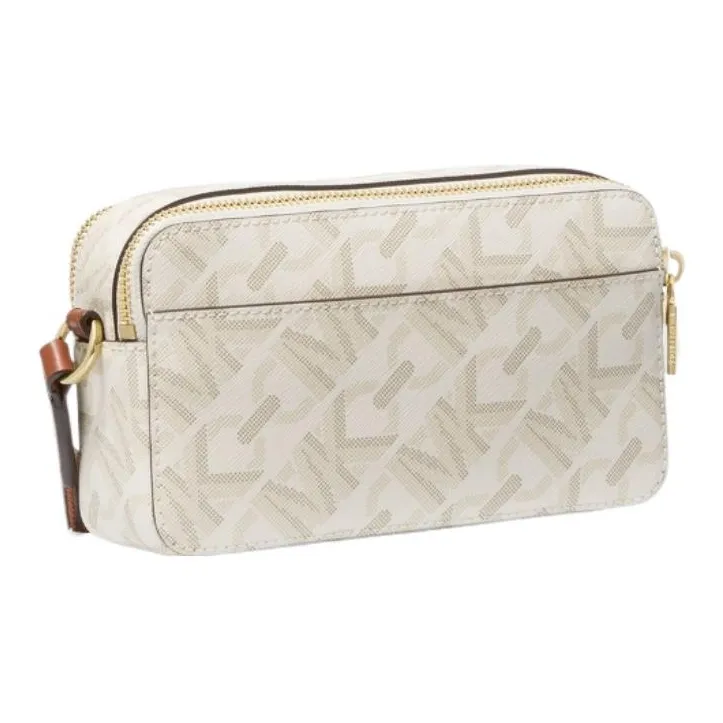 MICHAEL KORS Jet Set Leather Camera Bag, Shoulder Bag, Crossbody Bag Trumpets Women's Vanilla White-1
