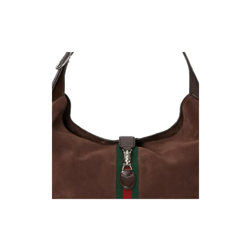 GUCCI Jackie 1961 Suede Leather Half Moon HOBO Shoulder Bag Unisex Brown-8