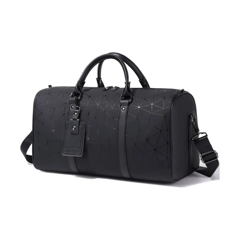 Slazenger PU Luggage Bag, Gym Bag, Training Bag, Handbag Unisex Black Diamond Pattern-0