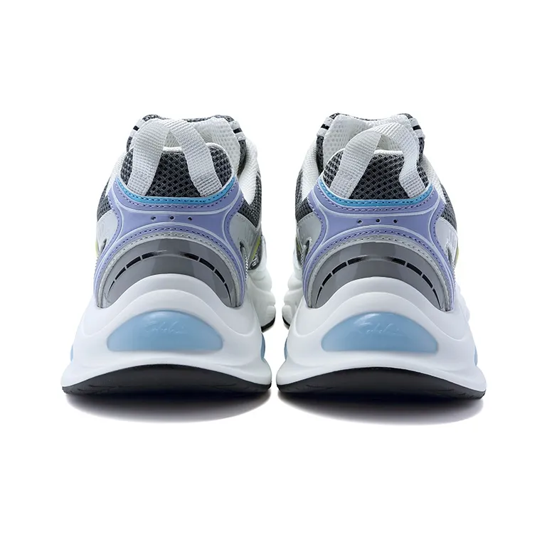 Satchi Cushioned Wear Resistant Breathable Low Top Chunky Sneakers 4cm Women's White Blue-4