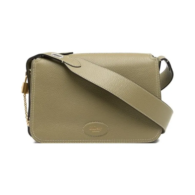 Mulberry Grain Leather Crossbody Bag, Shoulder Bag Regular Women's Khaki Green-0