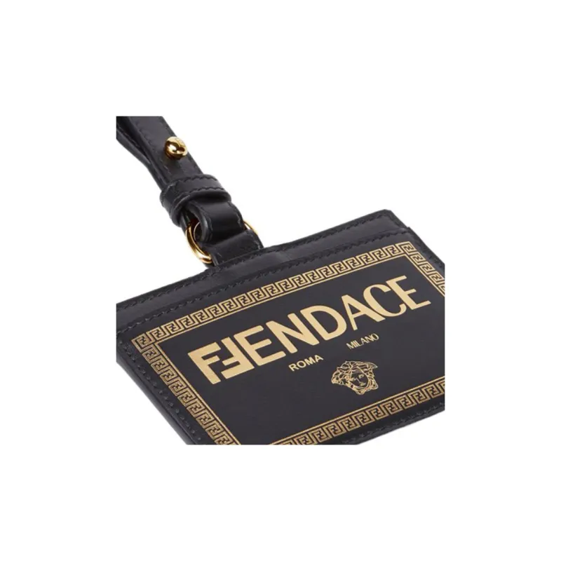 FANSIZHE VERSACE Cow Leather Card Holder Men's Black-2