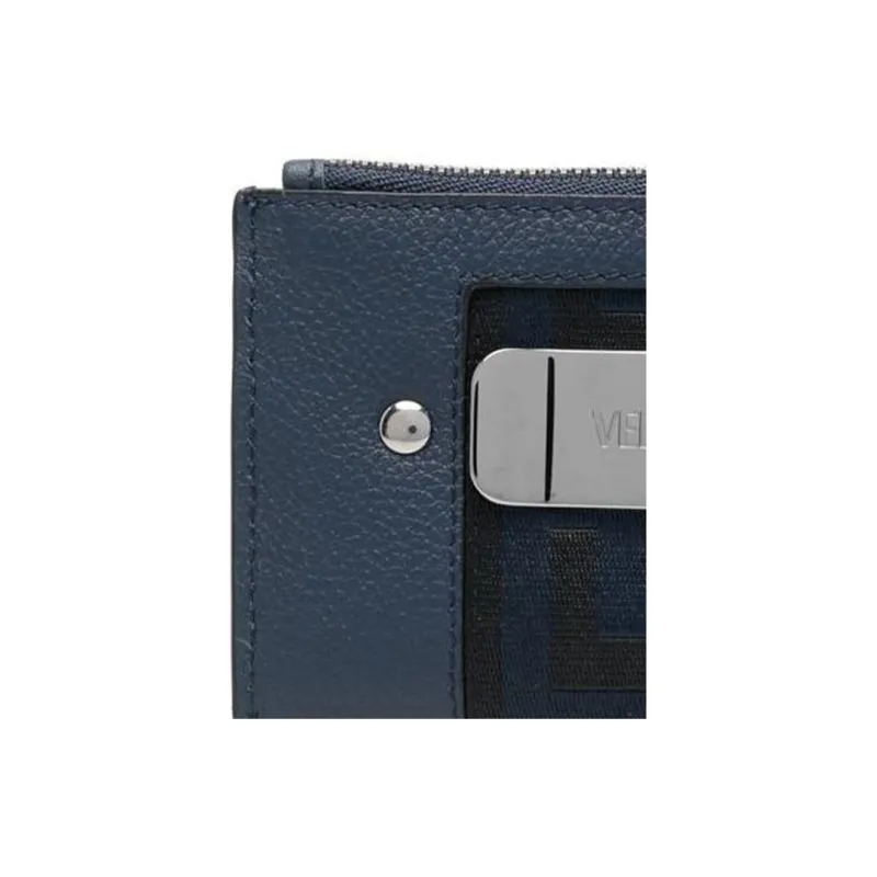 VERSACE Calfskin Wallet Men's Navy-3