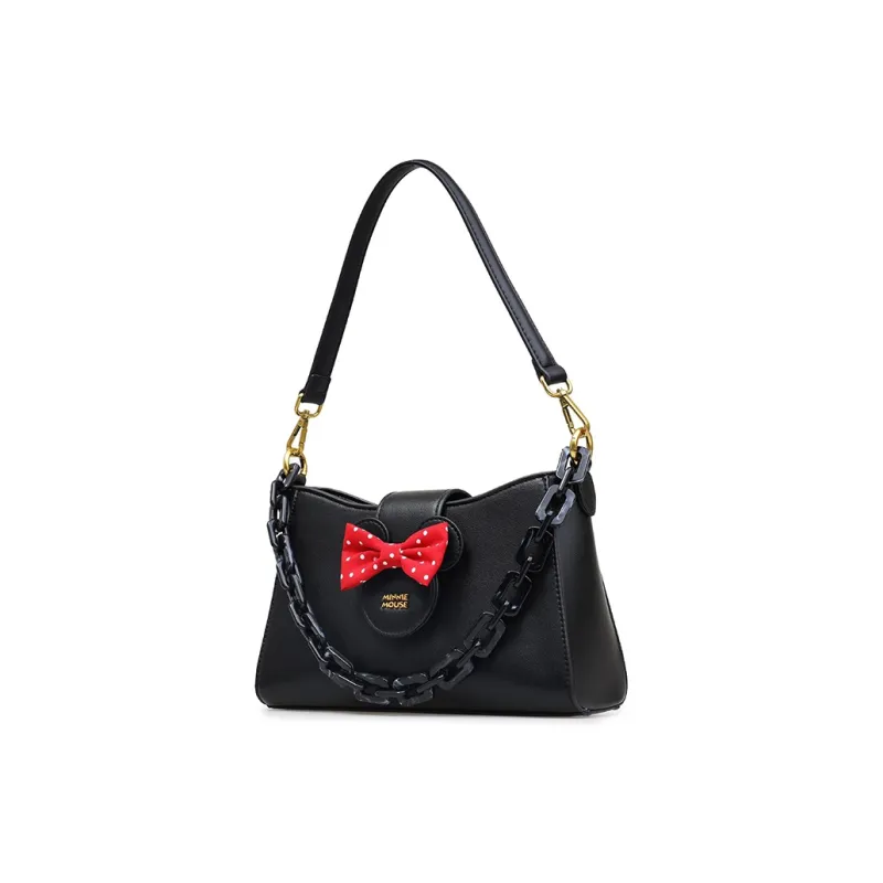 Disney Minnie Series PU Synthetic Leather Tote Bag Shopping Bag Crossbody Bag Shoulder Bag Regular Women's Black-1