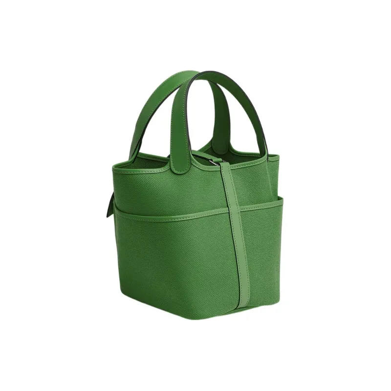 HERMES Picotin Goeland Canvas With Swift Calfskin Basket Bag Handbag Bucket Bag 18 Women's Orchid Green/Orchid Green-2