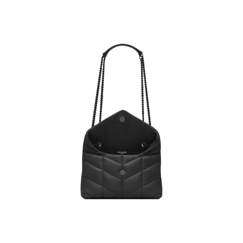 SAINT LAURENT PUFFER Sheepskin Portable Crossbody Bag Shoulder Bag Mini Women's Black-4