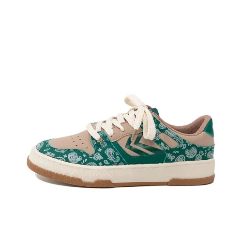 Feiyue Skateboard Shoes Women's Low-Top Brown/Green