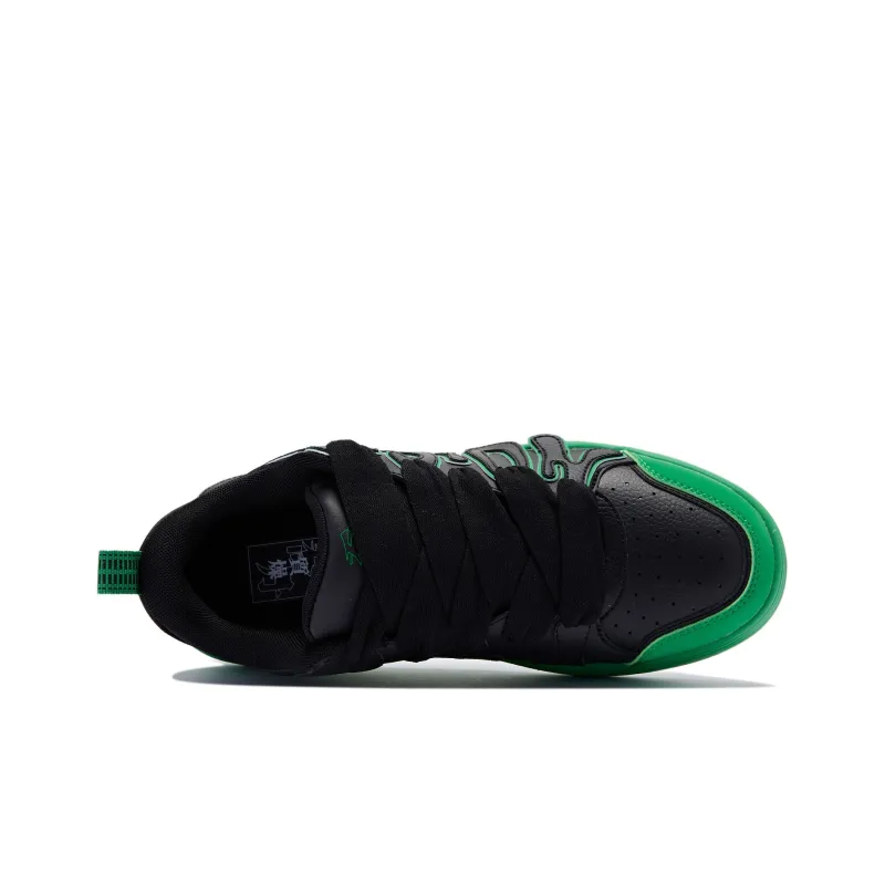 QIAODAN Slip Resistant Shock Absorbers Low Top Skateboard Shoes Men's Black Green-3