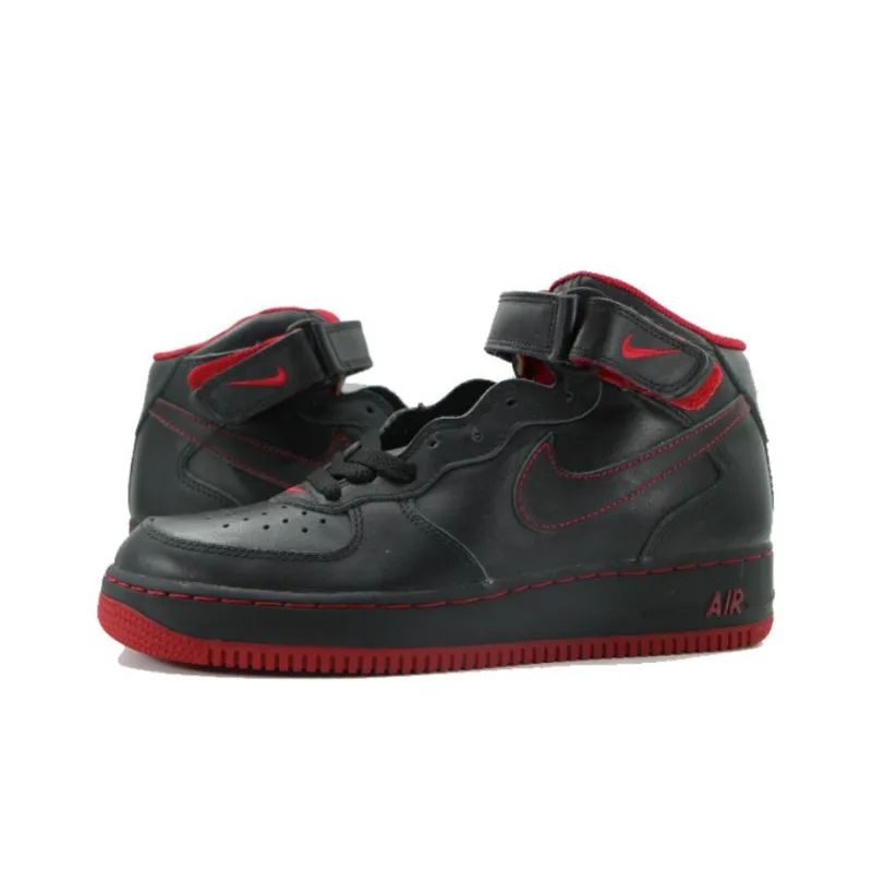 Nike Air Force 1 Water-Resistant Mid-Top Skateboard Shoes Unisex Black Red-2