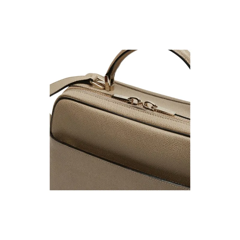 Valextra Serie S Calfskin Shoulder Bag Crossbody Bag Handbag Medium Size Women's Oyster Brown-2