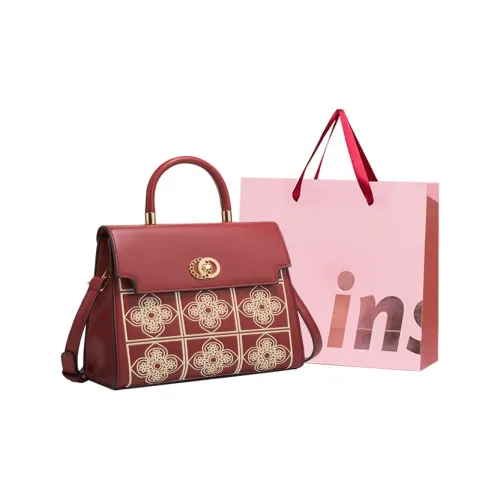 WHEELY BABY+ Cow Leather Handbag Shoulder Bag Women's Red/Blue